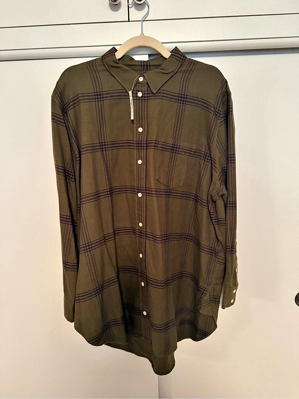 NWT Madewell Flannel Oversized Ex-Boyfriend Tunic Shirt in Windowpane - XL - Picture 2 of 7